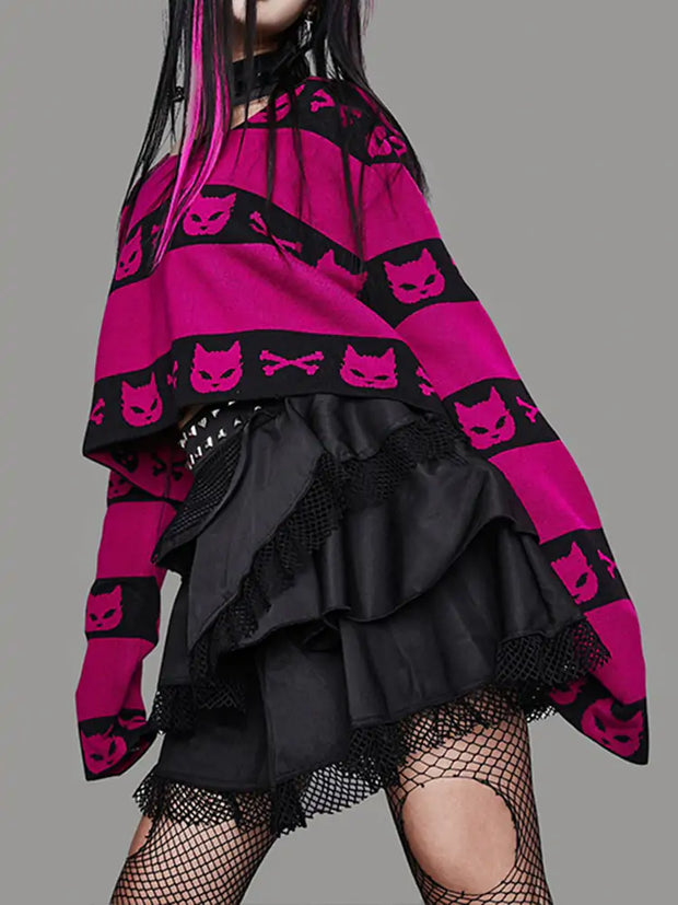 Gothic Harajuku Print Cropped Sweater