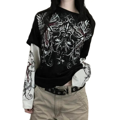 Gothic Fake Two-Piece Longsleeve