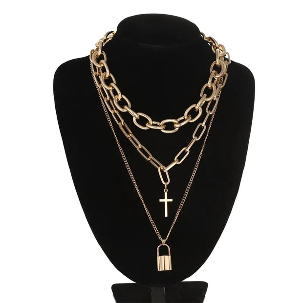 Layered Grunge Aesthetic Chain Necklace