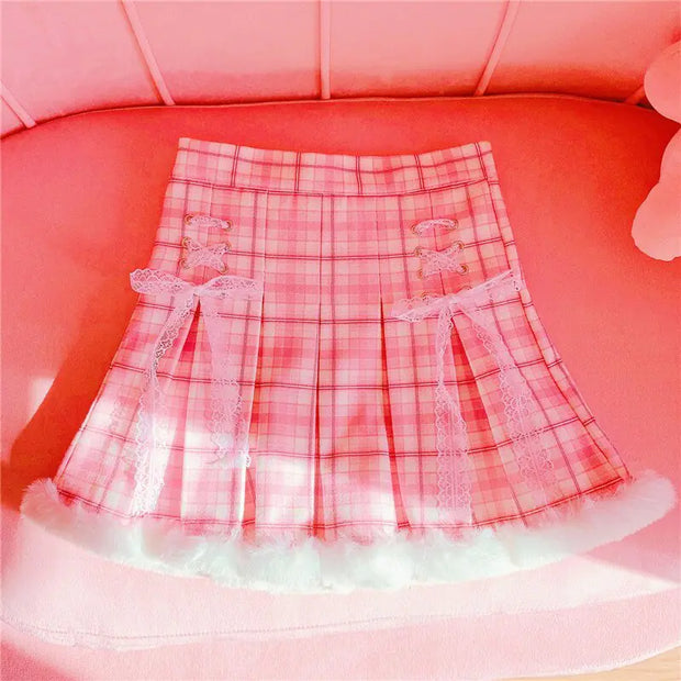 Winter Kawaii Pleated Mini Skirt