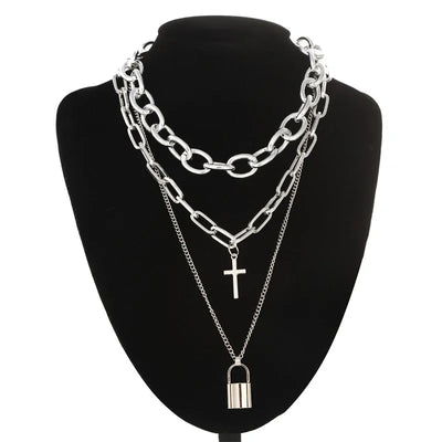 Layered Grunge Aesthetic Chain Necklace