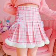 Winter Kawaii Pleated Mini Skirt